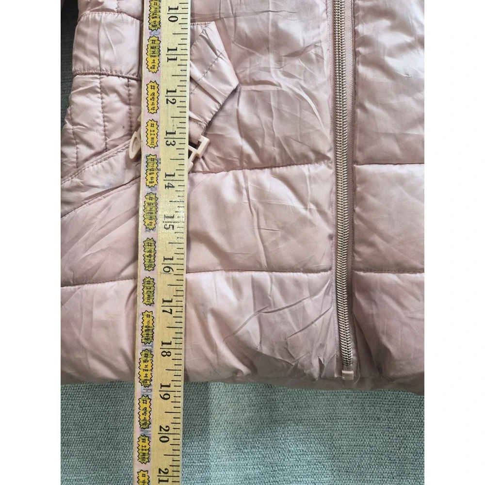 Michael Kors Puffer Jacket Girls Small Pink Faux Fur Hooded Full Zip Winter